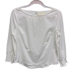 Chico's Poplin Chambray Smocked Shirt Blouse Top